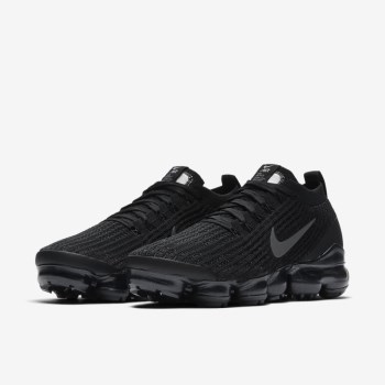 Nike Air VaporMax Flyknit 3 - Női Utcai Cipő - Fekete/Fehér/Metal Titán/Sötét Szürke